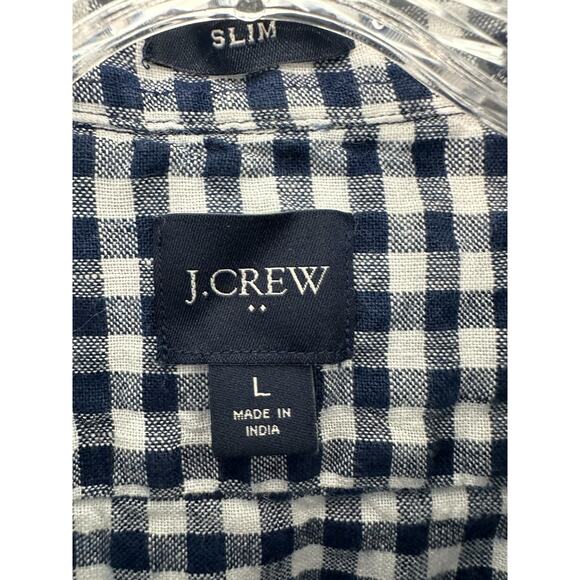 J.Crew‎ Men's Blue White Casual Slim Gingham Button Down Shirt Size Large - Picture 2 of 13